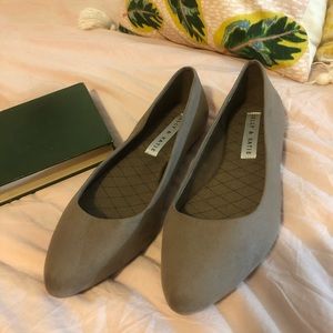 Kelly and Katie Faux Suede Gray Flats